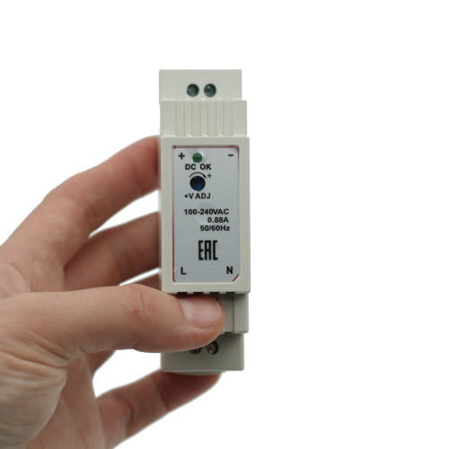 Источник питания INNOCONT. Вход: 220VAC, 0.48А, выход: 15W, 24VDC, 0.63A, -10 +50С, IP20, типы защиты: КЗ, перегрузка, перенапряжение SB-D-15-24 — фото-672_6