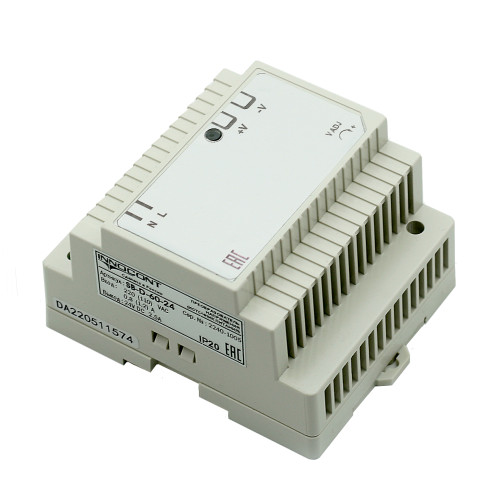 Источник питания INNOCONT. Вход: 220VAC, 0.8А, выход: 60W, 24VDC, 2.5A,-10 +50С, IP20, типы защиты: КЗ, перегрузка, перенапряжение SB-D-60-24 — фото-672_2