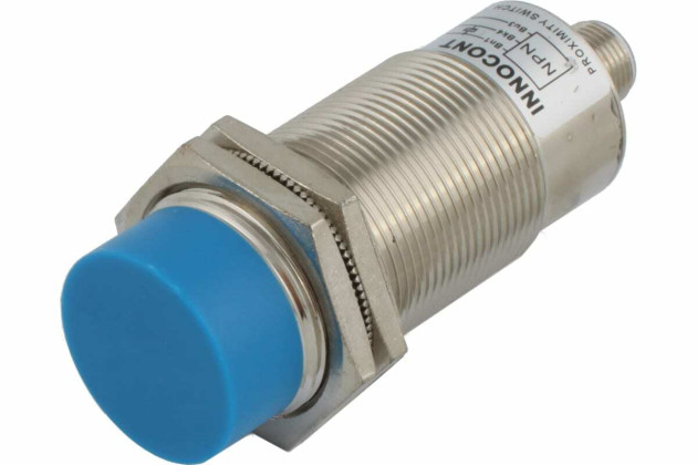 Индуктивный датчик INNOCONT, M30x1,5, L=78 мм, неэкранированный, зона срабатывания 15 мм, -25 +60 С, 12…24 VDC, IP67, выход: NPN NO, макс. ток 200 мА, разъем M12 SLI-30N15C — фото-672_1